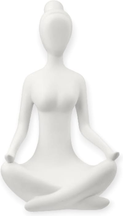 Gilde Handwerk - Beeld- Sculptuur - Yoga - Meditatie - Lotus Houding - Polyresin - Wit - 12x16x29