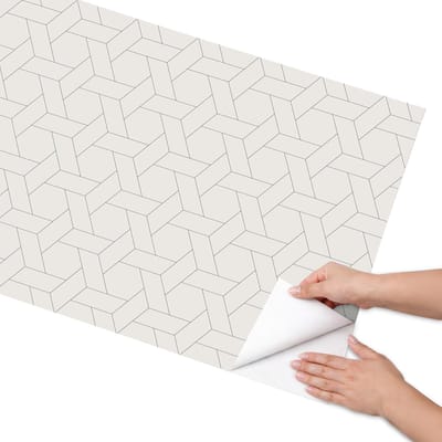 Coloray Meubel Wrap Folie - Romig Meubelfolie - 65x130 cm - Decoratiefolie Zelfklevend Gevlochten patronen - Meubelfolie Zelfklevend - Geometrische Meubelfolie - Wrapfolie Keuken - Wanddecoratie - Achtergronden en patronen