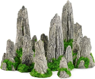 Mini Rotstuin Decoraties - Bonsai Beelden - Tuinieren Thuis - Levensecht Mos Ontwerp - 12 Stuks - Groen