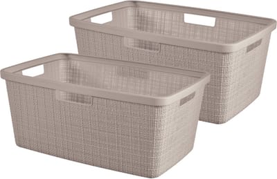 Curver Jute Wasmand - 46L - 2 stuks - Taupe