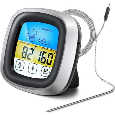 Thermomètre de cuisine numérique avec écran tactile, outil de mesure de la température des aliments, pour viande, barbecue, steak, barbecue, minuterie, outils de cuisson, 1 pièce blue