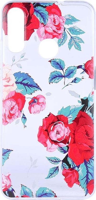 Shop4 - Geschikt voor Motorola Moto E6 Plus Hoesje - Zachte Back Case Rozen en Bladeren Transparant