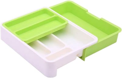 Besteklade Organizer - Keukenlade Inzet - Keuken Ordenen - Uitbreidbaar Ontwerp - 23-40 cm Verstelbaar - Groen