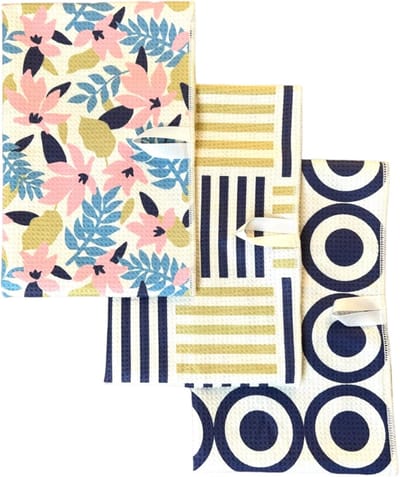 3 Pack Keukenhanddoeken Theedoeken Zeer Absorberend Hanglus Wafelweefsel Vaatdoeken Modern Designer Prints Multi Floral
