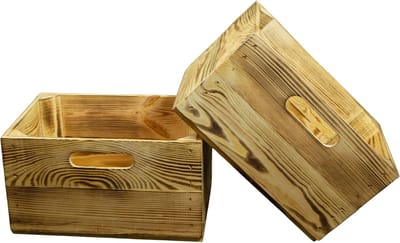 Houten Opbergkist - Lade Kist - Rek Opslag - Europees Naaldhout - 36x25x20 cm - Gevlamd
