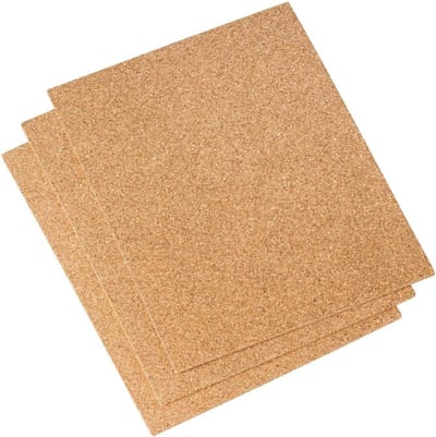 3 stuks, verpakking van 3 kurk-pads, 250 x 200 mm, 3 mm dik, voor modelbouw, als mini-prikbord, kurk voor snijden en knutselen, schokabsorberend en trillingsarm (niet zelfklevend)