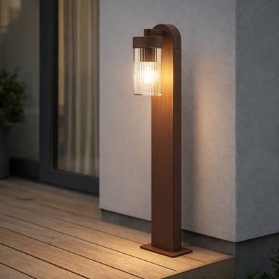Lindby - Tuinpad verlichting - 1licht - Aluminium, polycarbonaat - H: 60 cm - E27 - roestkleurig