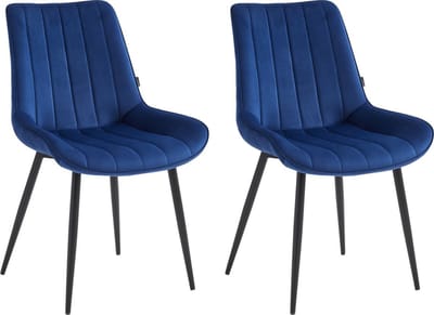 Colenis® - Verta Eetkamerstoel - Set Van 2 - Blauw - Velvet - Industrieel