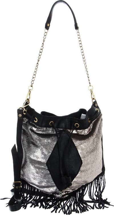 CATERINA LUCCHI Leren Schoudertas Avondtas Glam Shoulder Bag Nero Zwart