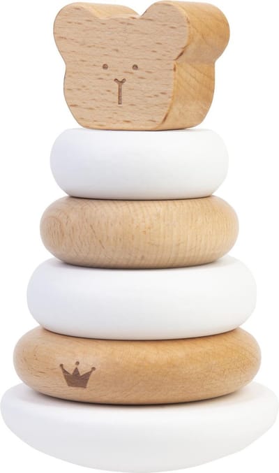 BAMBAM Eco-vriendelijk houten Tuimelaar Beer - Wit - Baby cadeau