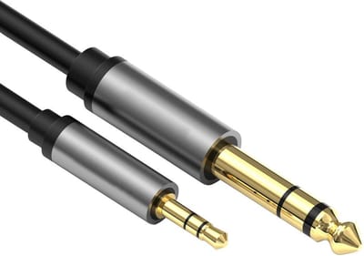 Jack Kabel - 3.5 mm naar 6.3 mm - Male to Male - Universeel - Zwart - 0.5 meter - Allteq