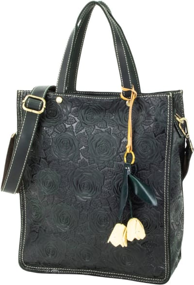 DE LAMASSU® Leren Schoudertas Dames – Shopper – Echt Leer – Grote Handtas – Crossbody – Bloemen Design – Voor Werk en Dagelijks Gebruik