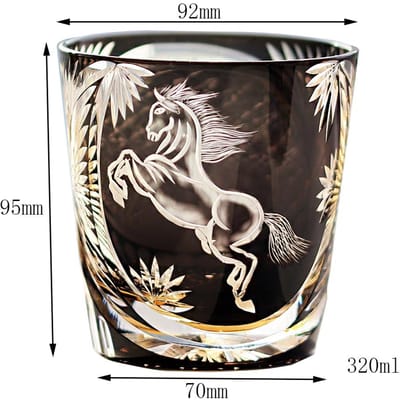 Verre Tumbler à Whisky 320 ml Style Edo Kiriko Fait Main Cheval Pour Boissons Glacées Boisson Froide About 320 ml noir
