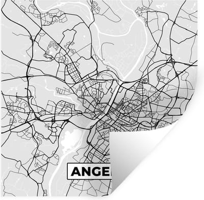 Muurstickers - Sticker Folie - Frankrijk - Plattegrond - Kaart - Angers - Stadskaart - 100x100 cm - Plakfolie - Muurstickers Kinderkamer - Zelfklevend Behang XXL - Zelfklevend behangpapier - Stickerfolie
