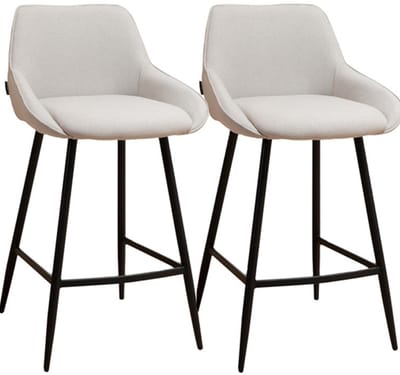 Bronx71® Scandinavische barkruk Lova gerecyclede stof grijs 68 cm - Barkrukken set van 2 - barstoel