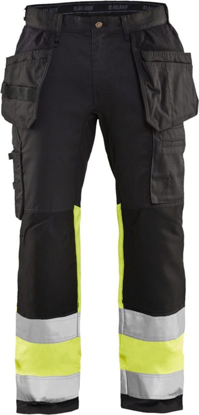Blaklader High Vis werkbroek met stretch 1558-1811 - Zwart/High Vis Geel - D84