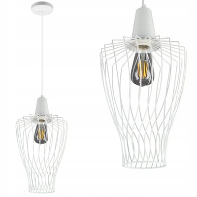 Witte Hanglamp Loft Stijl E27 Metaal - 130cm Verstelbaar
