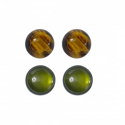 2 Paar-Allergievrij-Oorbellen-Groen-tijgeroog -bruin- 12 mm-Charme Bijoux