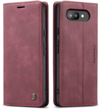 Luxe Flip Case met RFID Bescherming Kaarthouder en Magneetsluiting voor Google Pixel 9a _ Wijnrood