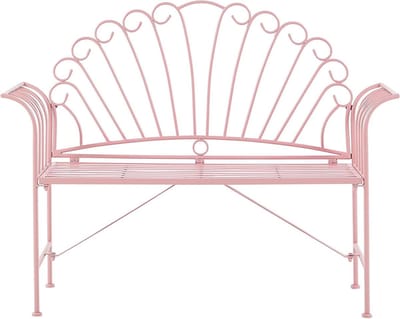 Tuinbank Metaal - Bankje Roze - Zitplaats Buiten - Vintage Design - 125x46x97 cm - Roze