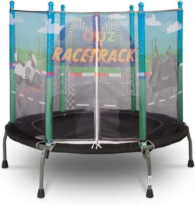 Kindertrampoline - Springkussen buiten - Buiten spelen - Veiligheidsnet aanwezig - 128 x 128 cm - Veelkleurig