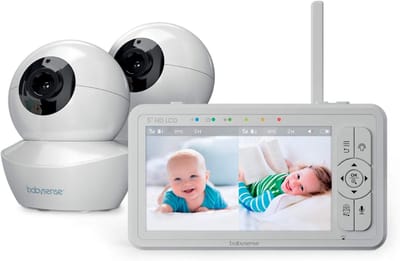 Babymonitor met 5 inch HD-scherm en 2 camera's - 2-weg audio, afstandsbediening en nachtlampje