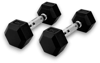KRAKEN 2x 3 KG (=6 kg) Hexagon Dumbbell Set - Hex Dumbbell Halter Gewichten - Gietijzer Rubberen Coating - Handgreep 2,7 cm Ergonomisch - Rolt Niet - Lichte Gewichten Beginners - Thuis Fitness Cardio Gym - Dumbel Dumbbel Hand Gewicht Trainingshalter