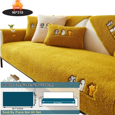 Livano Bankhoes - Bankbeschermer - Stretch - Sofa Cover - Pluche - Geel - 4 Zits 90x210