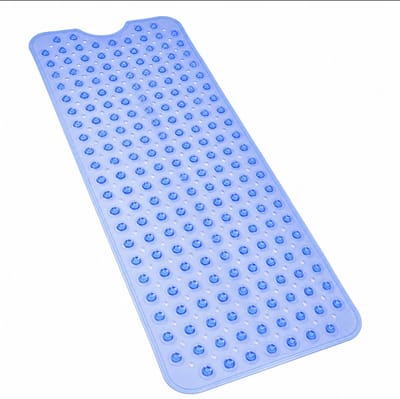 BSS® Badmat Antislip voor in Bad - 100x40 cm Antislip Douchemat van Natuurlijk Rubber en PVC met Zuignappen, Extra Lang, Slipvrij, Machinewasbaar - Donkerblauw