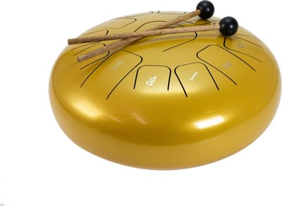Dimavery Handpan TD12 - Let op: afmeting 30cm ø - Goud - Steel Tongue Drum - Hand Klankschaal