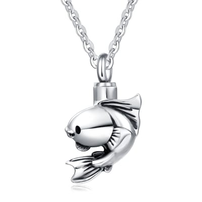 Quiges - RVS - Ashanger - Urn - Vis - Met - Verstelbare - Ketting - 46 - 52cm - Asketting - As sieraad - SLSA029