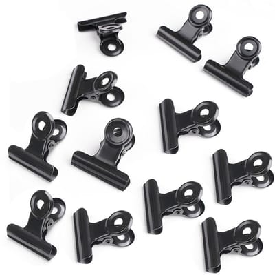 EXCITAT Metalen clips - Scharnieren - 63 mm - Verpakking van 12 - Paperclips - Voor het ophangen van kantoordocumenten, familiefoto's - Zwart