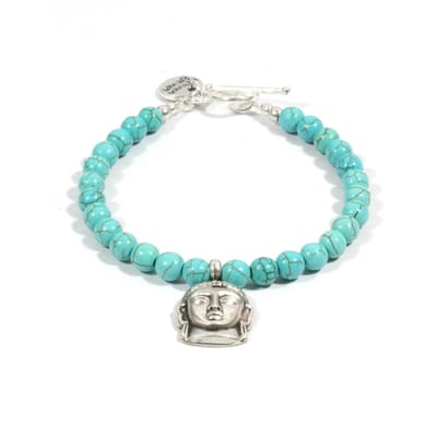 Heaven Eleven - dames - armband - turquoise - 925 - zilver - buddha - turkoois - 6mm - 17cm
