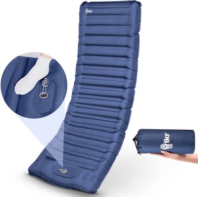Hikr® slaapmat 10cm+ dikte - HS10-NH Zonder hoofdsteun - Zelfopblazend met voet - TPU+40D Nylon - Slaapmatje eenpersoons uitbreiden naar tweepersoons - Luchtmatras met ingebouwde pomp