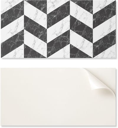 Zelfklevende vinyl gangdecoratie met afbeeldingen, 100x50 cm, marmervisgraatpatroon