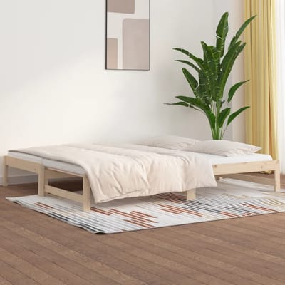 vidaXL - Slaapbank - uitschuifbaar - 2x(90x200) - cm - massief - grenenhout