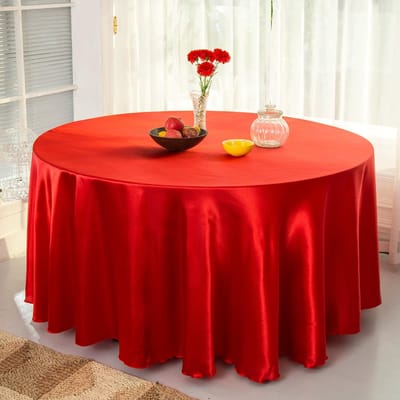 Ronde tafelkleed satijnen tafelkleed goudkleurig polyester voor bruiloft/banket/restaurant - zijdezachte satijnen eettafeldecoraties Diameter 120cm rood