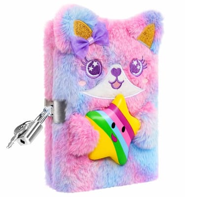 Geheim Dagboek voor Meisjes met Slot, Pluche Notitieboek voor Kinderen, Persoonlijk Cadeau voor School en Reizen, Creatief Schrijven, Notitieblokken