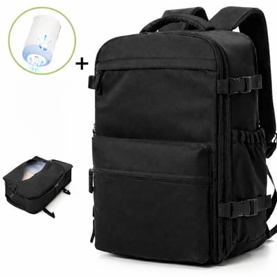 Jumalu Vacuüm rugzak 30L – Handbagage Reisrugzak met Vacuümpomp – Waterdichte Compressie Rugtas voor Vliegtuig & Zakenreis – Zwart