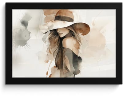Poster in lijst - Fotolijst 30x20 cm - Posters - Mysterieus - Vrouw - Sepia - Posterlijst zwart - Decoratie - Wanddecoratie woonkamer - Muurdecoratie slaapkamer