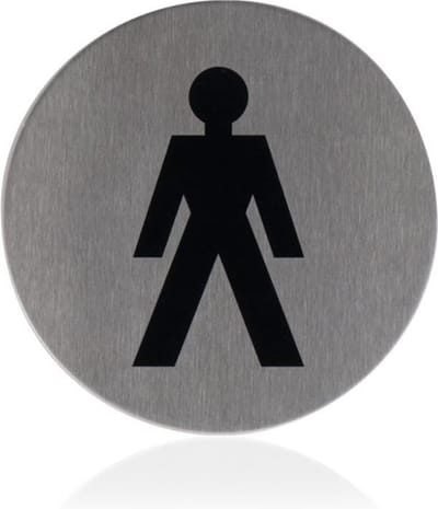 Pictogram 'Herentoilet' RVS rond