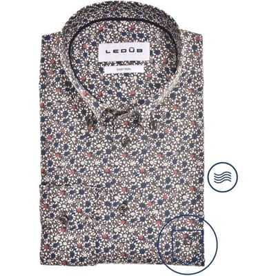 Ledûb Overhemd Stylish Flower Print Donker Rood / male