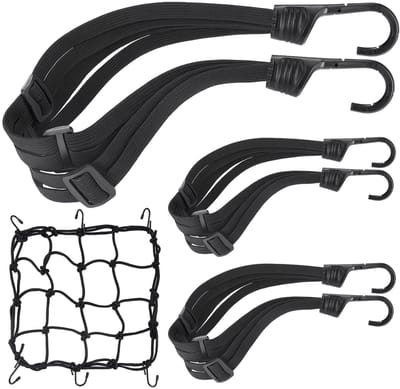 Dailygoods- Bagagespanners 4-in-1 - Bungee Koord met Haken - Automatische Spanbanden - Helmnet 30x30 cm - Verstelbaar - Duurzaam Nylon - Bungeekoord
