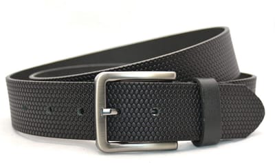Heren Riem volnerf Leer Zwart - 4 cm Breed - Broekriem - Nette Riem - jeans riem - pantalon riem Kroko print - Maat: 95 / Totale lengte riem 110 cm - Echt Leer