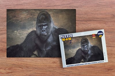 Puzzel Portret afbeelding van een zwarte Gorilla - Legpuzzel - Puzzel 1000 stukjes volwassenen