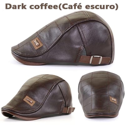 Leren Baret Hoed Retro Newsboy Hoeden Warme Pet Eendenbek Vizier Boinas Platte Petten Voor Mannen black