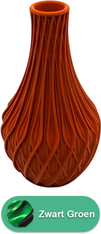 Miroa design vaas – Decoratieve vaas - Zwart / Groen - 3d geprinte vaas – geschikt voor droogbloemen - 20CM