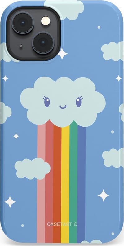 Casetastic Hoesje Geschikt voor Apple iPhone 14 Plus Magsafe - Stijlvolle Beschermende Duo-layer Case - Regenboogwolkje
