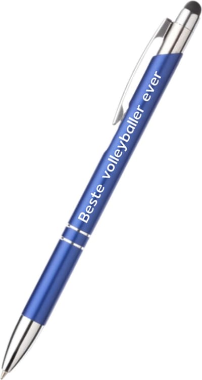 beste volleyballer ever pen - blauw - gegraveerd - Volleybal - sporter - pen met tekst - leuke pennen - grappige pennen - sportpennen - sporter cadeau - cadeau - bedankje - afscheidscadeau teamgenoot - welkomst cadeau - met soft touch