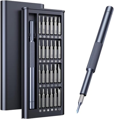 Magnetische Precisie Schroevendraaierset - 24-delig - Mini Schroevendraaiers voor Elektronica, Telefoon en Bril Reparatie - Aluminium Magnetische Opbergdoos - Grijs